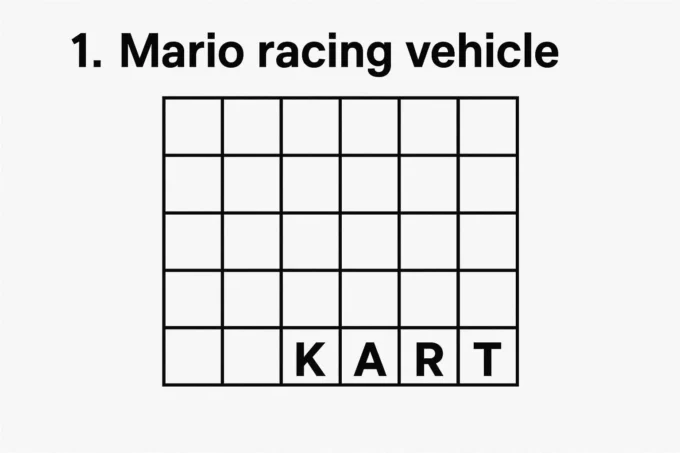 mario racing vehicle crossword clue